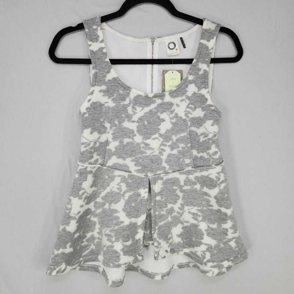 Anthropologie Akemi + Kin  Peplum Top Size XS Floral Scoop Neck Mesh Overlay